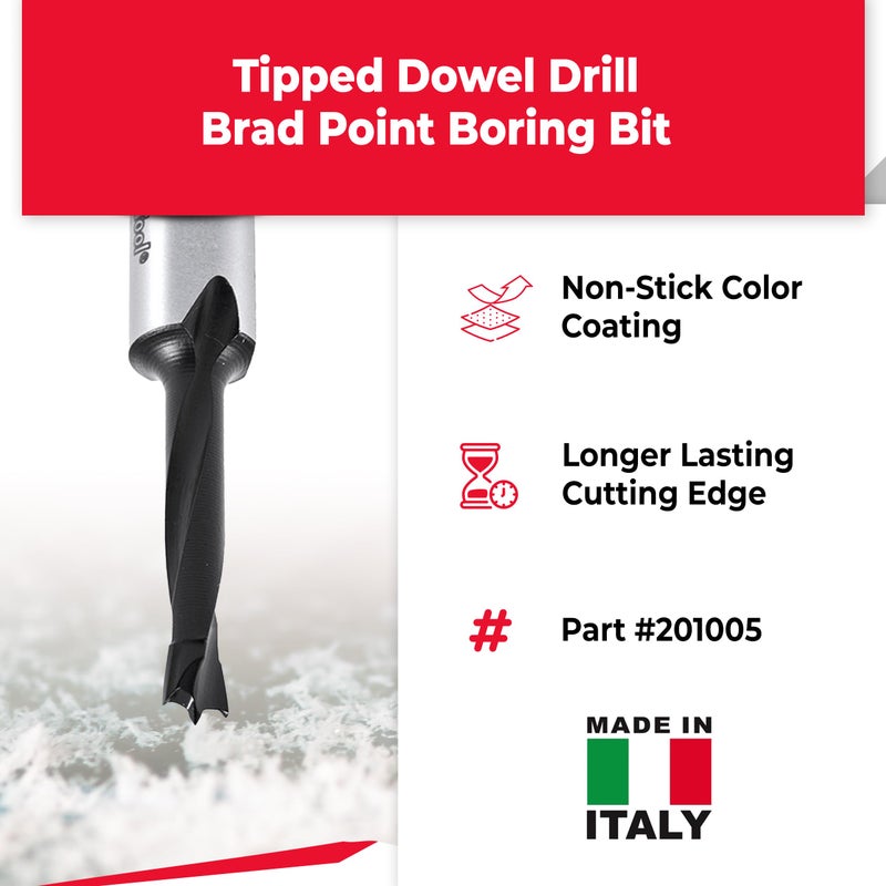Amana Tool - 201005 Carbide Tipped Brad Pt. Boring Bit R/H 5mm Dia x 57mm Long x 10mm Sh - Image 2